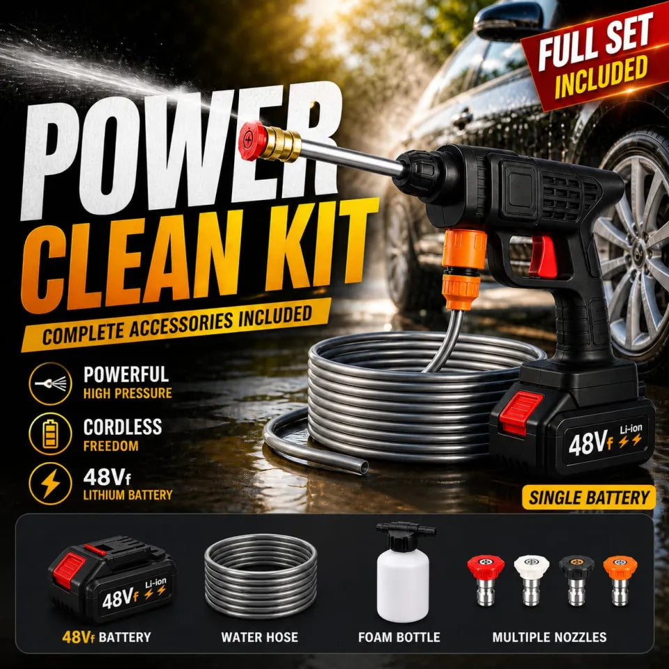 48V Cordless High-Pressure Car Wash Gun | Wireless Foam Jet Washer with Double Battery